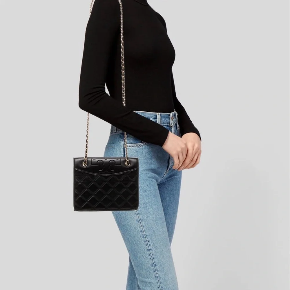 Tory Burch Alexa Medium Convertible Shoulder Bag - Black Quilted Leather